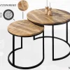 Riess-Ambiente Mehr...|Couchtische > Industrial 2er Set Beistelltische ELEMENTS 60cm Mangoholz massiv rund schwarzes Metallgestell