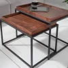 Riess-Ambiente Industrial Loft|Couchtische & Truhen > Industrial 2er Set Couchtisch ELEMENTS 60cm Mocha Buche abnehmbares Tablett