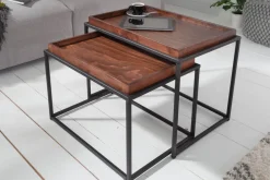 Riess-Ambiente Industrial Loft|Couchtische & Truhen > Industrial 2er Set Couchtisch ELEMENTS 60cm Mocha Buche abnehmbares Tablett