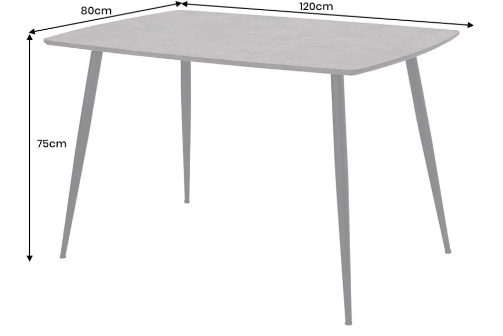 Riess-Ambiente Industrial Loft|Esstische > Industrial Esstisch APARTMENT 120cm grau Beton-Design schwarzes Metallgestell