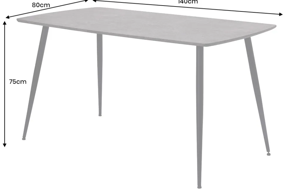 Riess-Ambiente Industrial Loft|Esstische > Industrial Esstisch APARTMENT 140cm grau Beton-Design schwarzes Metallgestell