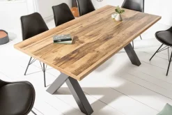 Riess-Ambiente Industrial Loft|Esstische > Industrial Esstisch MONTREAL 160cm natur schwarz Eichenholz-Design X-Gestell