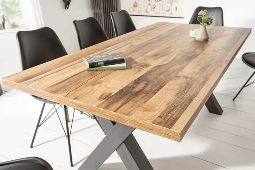 Riess-Ambiente Industrial Loft|Esstische > Industrial Esstisch MONTREAL 160cm natur schwarz Eichenholz-Design X-Gestell