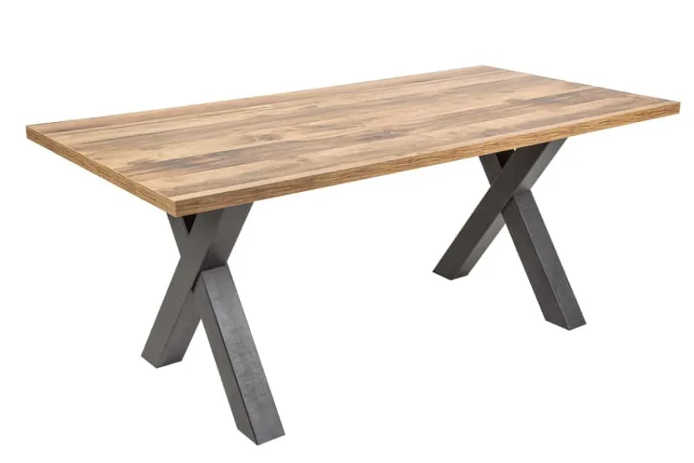 Riess-Ambiente Industrial Loft|Esstische > Industrial Esstisch MONTREAL 160cm natur schwarz Eichenholz-Design X-Gestell