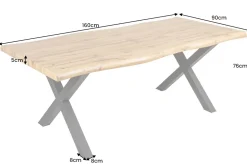 Riess-Ambiente Industrial Loft|Esstische > Industrial Esstisch WILD 160cm braun Wildeiche-Design Baumkante schwarz X-Gestell
