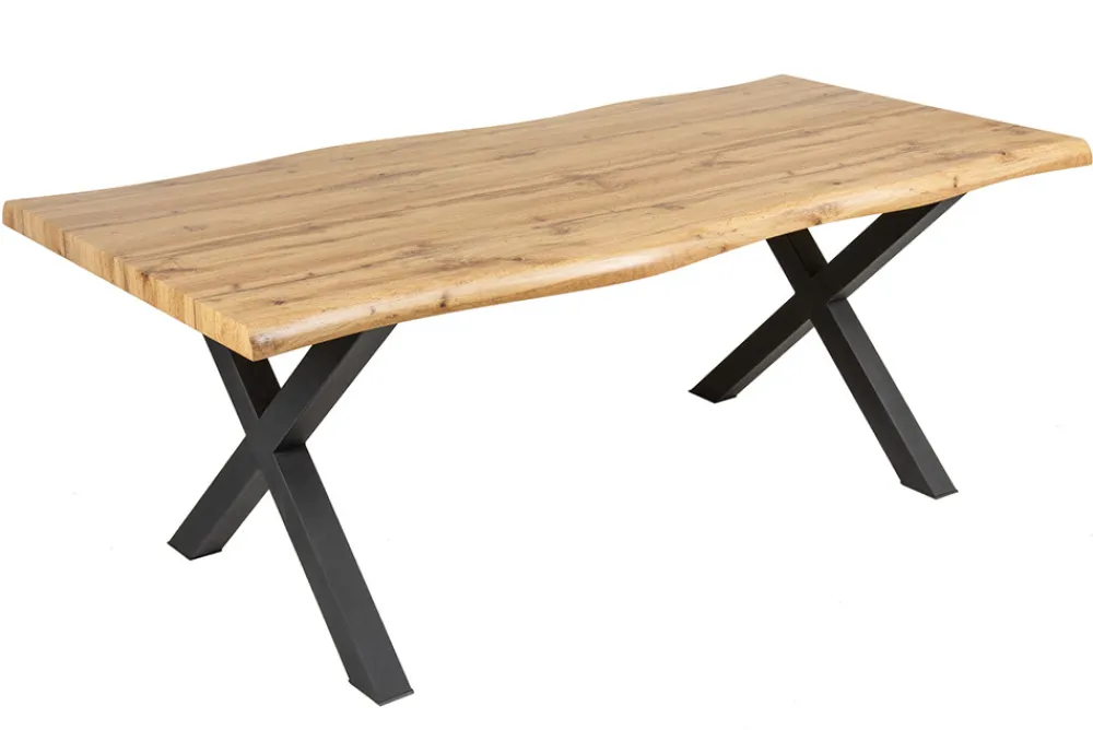 Riess-Ambiente Industrial Loft|Esstische > Industrial Esstisch WILD 160cm braun Wildeiche-Design Baumkante schwarz X-Gestell
