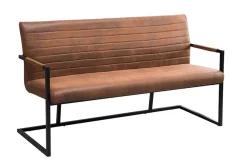 Riess-Ambiente Industrial Loft|Sitzbänke > Industrial Freischwinger Bank LOFT 160cm vintage braun mit Armlehne