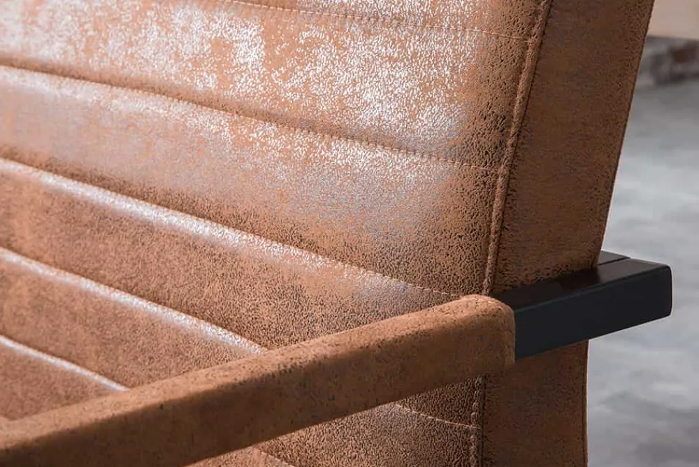 Riess-Ambiente Industrial Loft|Sitzbänke > Industrial Freischwinger Bank LOFT 160cm vintage braun mit Armlehne