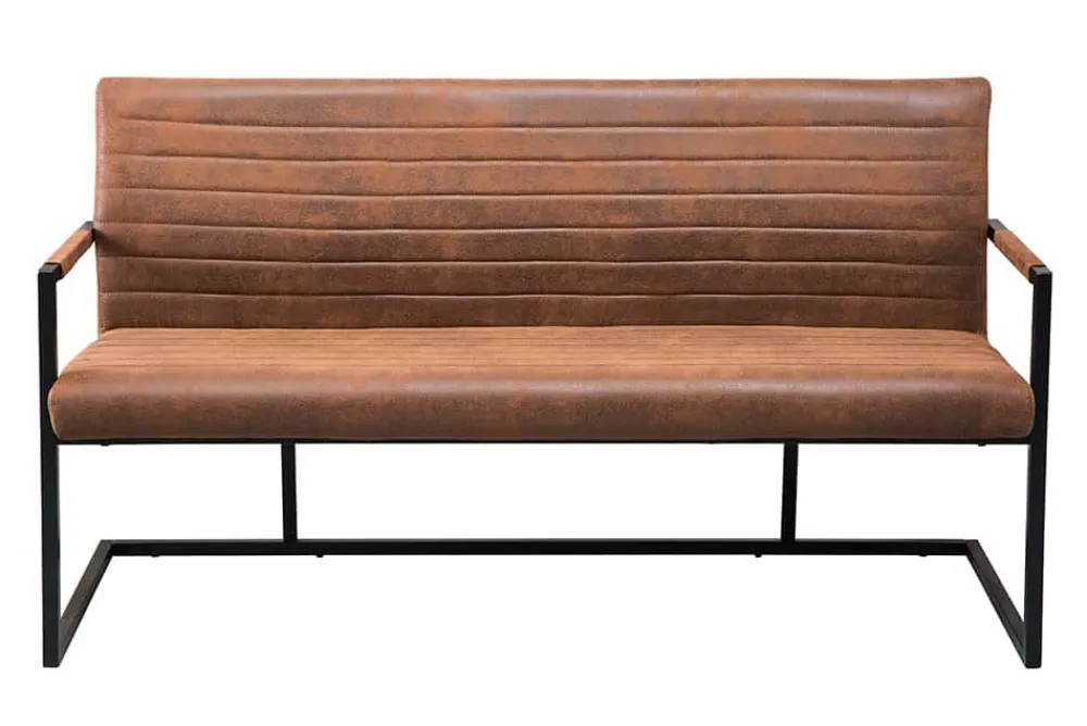 Riess-Ambiente Industrial Loft|Sitzbänke > Industrial Freischwinger Bank LOFT 160cm vintage braun mit Armlehne