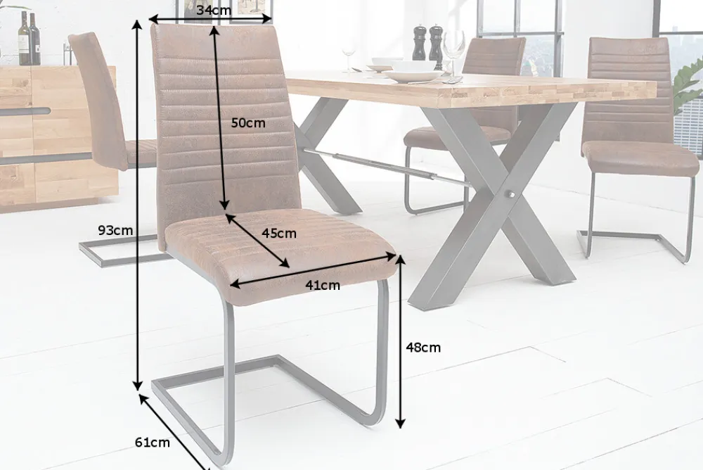 Riess-Ambiente Freischwinger|Industrial Loft > Industrial Freischwinger Stuhl APARTMENT antik braun mit Metallgestell