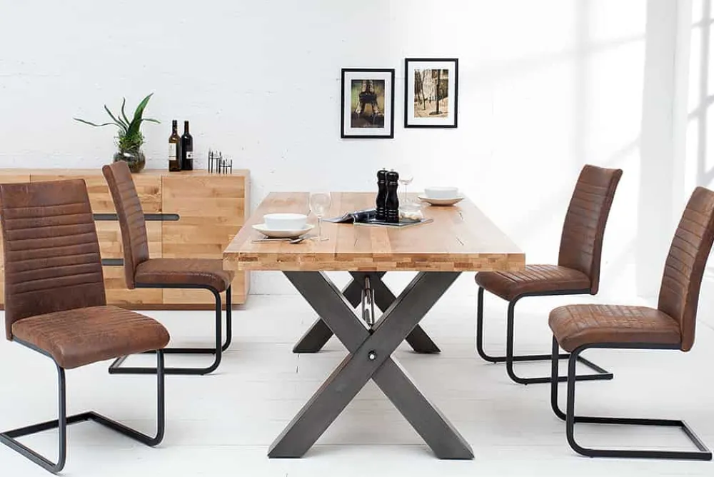 Riess-Ambiente Freischwinger|Industrial Loft > Industrial Freischwinger Stuhl APARTMENT antik braun mit Metallgestell