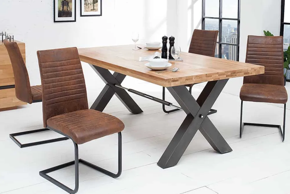 Riess-Ambiente Freischwinger|Industrial Loft > Industrial Freischwinger Stuhl APARTMENT antik braun mit Metallgestell