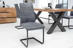 Riess-Ambiente Freischwinger|Industrial Loft > Industrial Freischwinger Stuhl APARTMENT antik grau mit Metallgestell