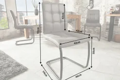 Riess-Ambiente Freischwinger|Industrial Loft > Industrial Freischwinger Stuhl MODENA vintage grau mit Ziersteppung