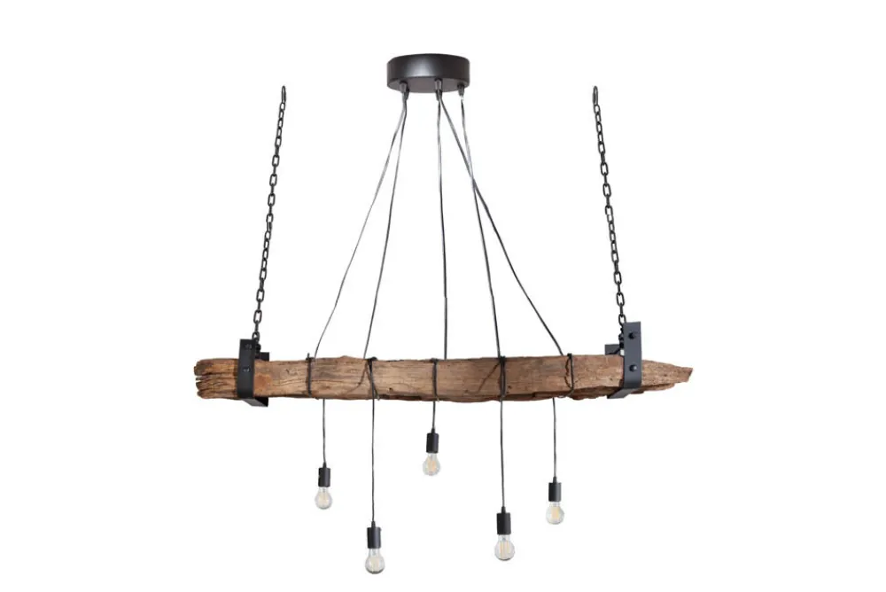 Riess-Ambiente Mehr...|Mehr... > Industrial Hängelampe BARRACUDA 152cm recyceltes Massivholz mit 5 Leuchten