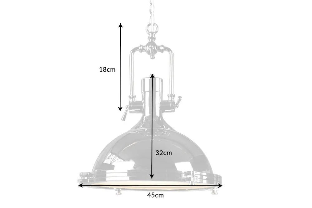Riess-Ambiente Hängelampen|Industrial Loft > Industrial Hängelampe INDUSTRIAL 45cm silber Chrom Designklassiker
