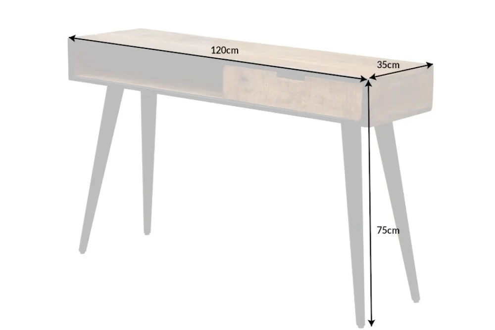 Riess-Ambiente Mehr...|Massivholztische > Industrial Konsolentisch INDUSTRIAL 120cm Mango mit schwarzen Beinen