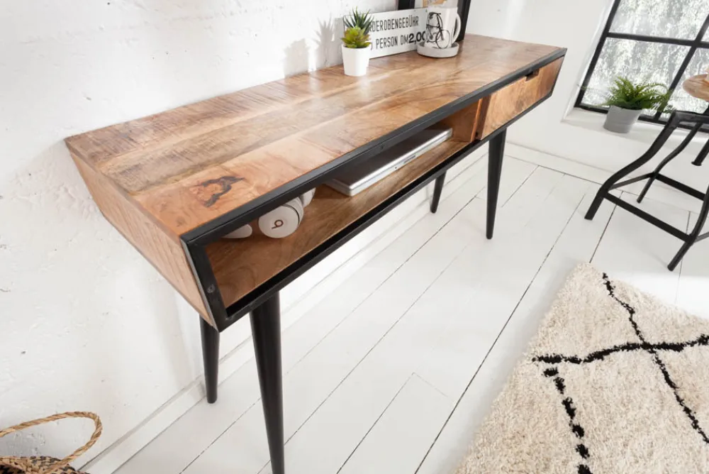 Riess-Ambiente Mehr...|Massivholztische > Industrial Konsolentisch INDUSTRIAL 120cm Mango mit schwarzen Beinen