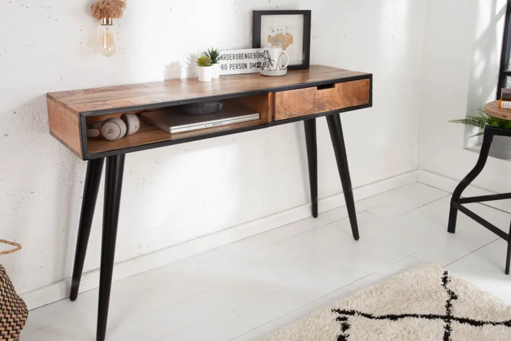 Riess-Ambiente Mehr...|Massivholztische > Industrial Konsolentisch INDUSTRIAL 120cm Mango mit schwarzen Beinen