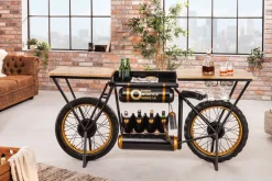 Riess-Ambiente Industrial Loft|Retro Möbel > Industrial Konsolentisch MOTORCYCLE 185cm Mangoholz schwarz Motorrad Bartheke Upcycling