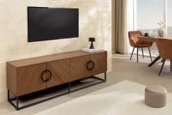 Riess-Ambiente Industrial Loft|Tv- & Lowboards > Industrial Lowboard GRANDEZZA 180cm natur Walnuss schwarz Metall TV-Board
