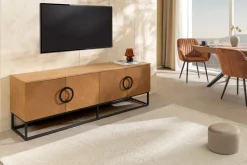 Riess-Ambiente Industrial Loft|Tv- & Lowboards > Industrial Lowboard GRANDEZZA 180cm natur Eiche schwarz Metall TV-Board