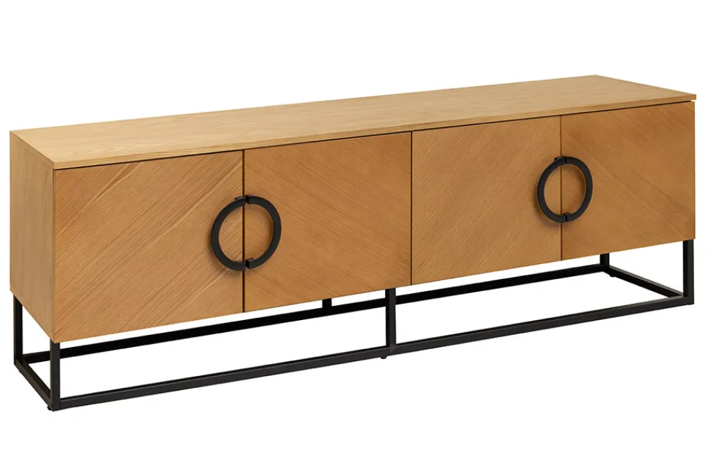 Riess-Ambiente Industrial Loft|Tv- & Lowboards > Industrial Lowboard GRANDEZZA 180cm natur Eiche schwarz Metall TV-Board