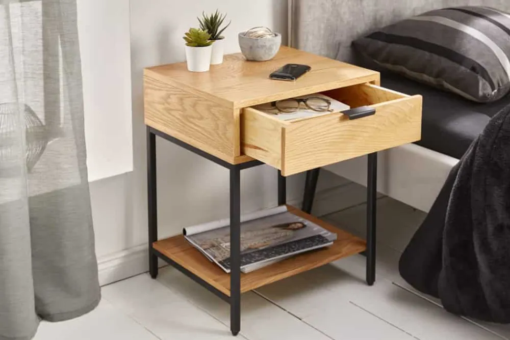 Riess-Ambiente Beistelltische|Nachttische > Industrial Nachttisch ELEMENTS 40cm Eiche Beistelltisch mit Schublade