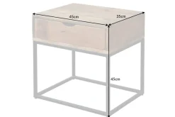 Riess-Ambiente Mehr...|Massivholztische > Industrial Nachttisch IRON CRAFT 45cm Mangoholz mit Schublade Beistelltisch