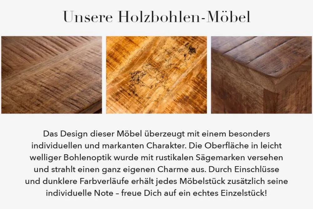 Riess-Ambiente Mehr...|Massivholztische > Industrial Nachttisch IRON CRAFT 45cm Mangoholz mit Schublade Beistelltisch