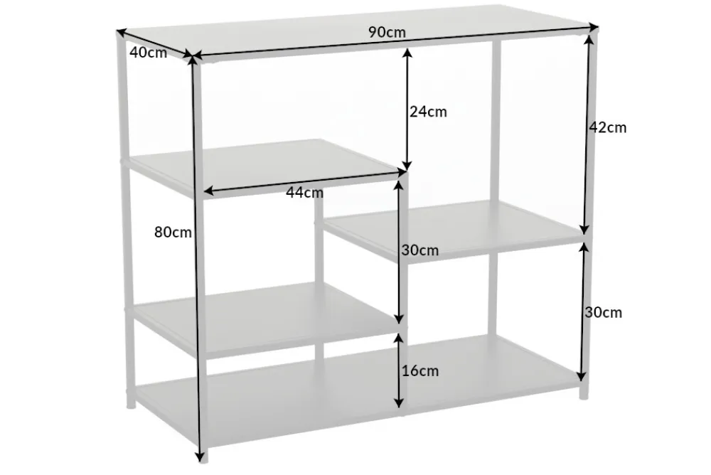 Riess-Ambiente Konsolentische|Industrial Loft > Industrial Regal DURA STEEL 90cm schwarz Metall Konsole