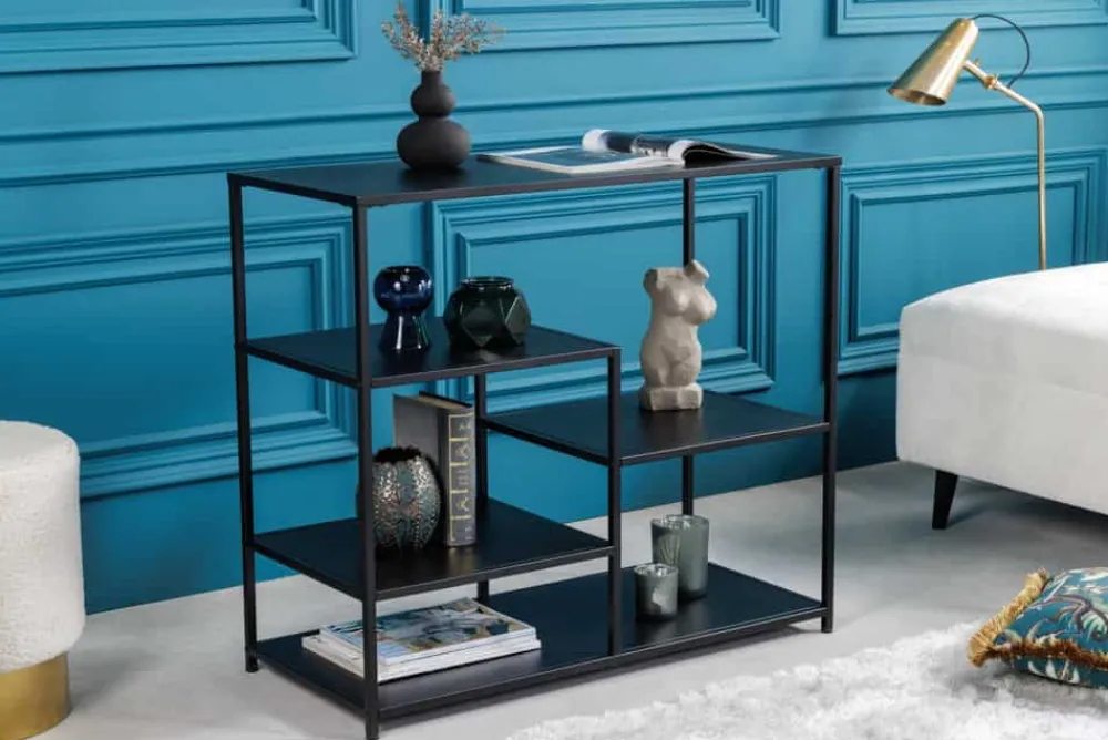 Riess-Ambiente Konsolentische|Industrial Loft > Industrial Regal DURA STEEL 90cm schwarz Metall Konsole