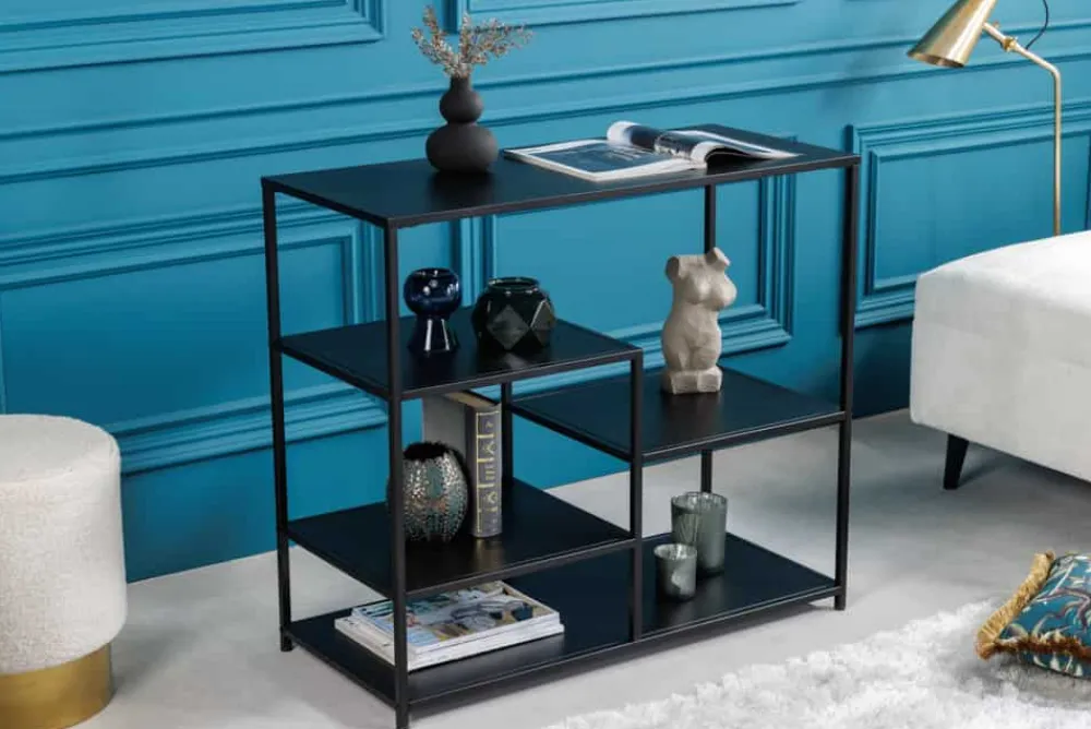 Riess-Ambiente Konsolentische|Industrial Loft > Industrial Regal DURA STEEL 90cm schwarz Metall Konsole