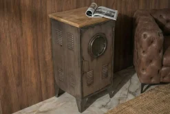 Riess-Ambiente Industrial Loft|Nachttische > Industrial Schrank NAUTILUS 85cm natur grau Metall Massivholz Vintage Spind