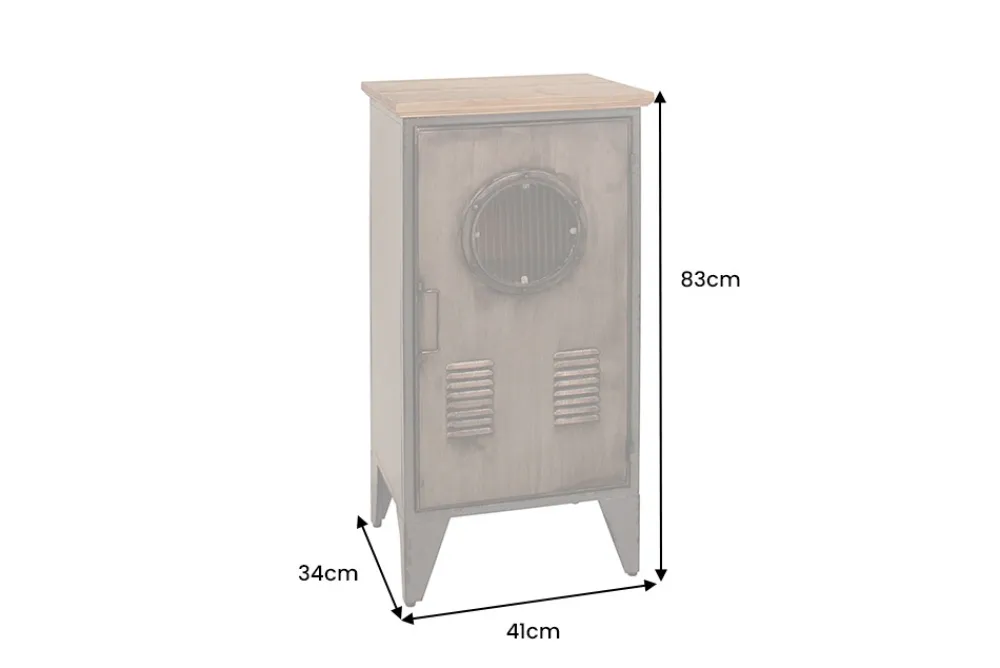 Riess-Ambiente Industrial Loft|Nachttische > Industrial Schrank NAUTILUS 85cm natur grau Metall Massivholz Vintage Spind
