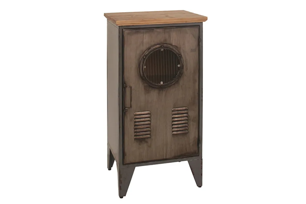 Riess-Ambiente Industrial Loft|Nachttische > Industrial Schrank NAUTILUS 85cm natur grau Metall Massivholz Vintage Spind