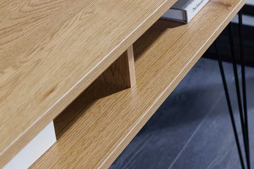 Riess-Ambiente Bürotische|Industrial Loft > Industrial Schreibtisch STUDIO 110cm natur Eiche Laptoptisch Hairpin Legs Stauraum
