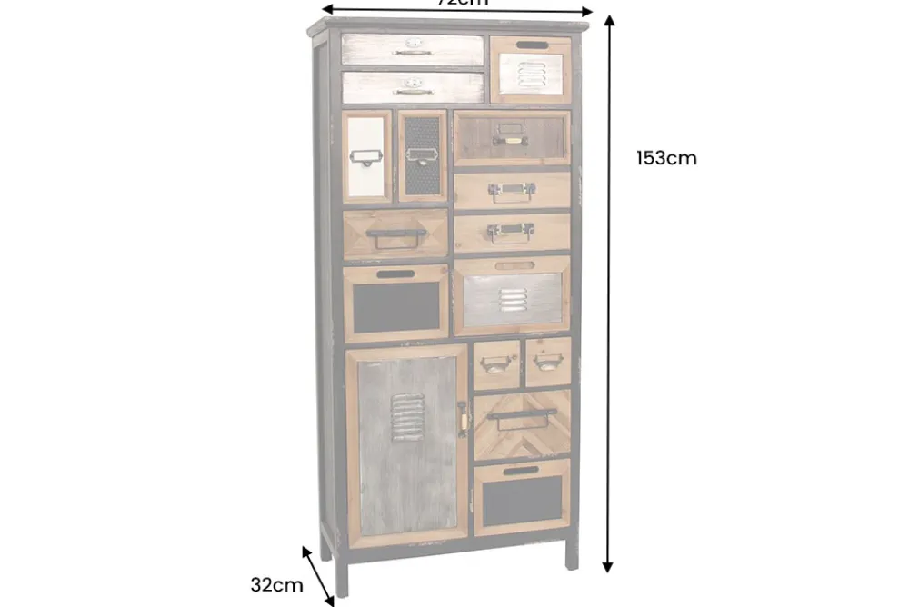 Riess-Ambiente Mehr...|Massivholzschränke > Industrial Schubladenschrank SECRETS 150cm braun schwarz Metall Pinienholz Vintage