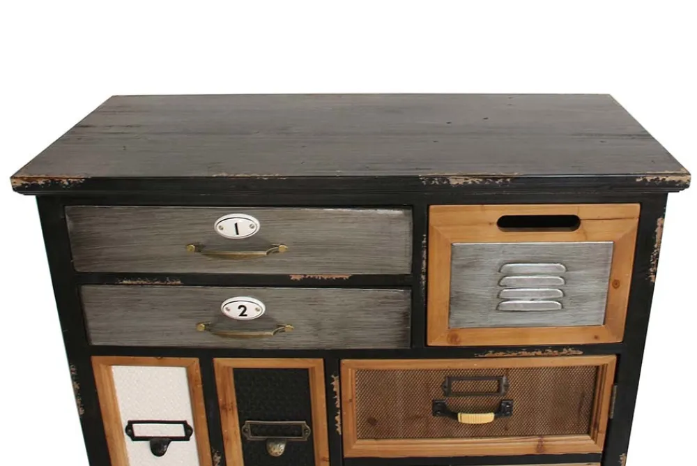 Riess-Ambiente Mehr...|Massivholzschränke > Industrial Schubladenschrank SECRETS 150cm braun schwarz Metall Pinienholz Vintage