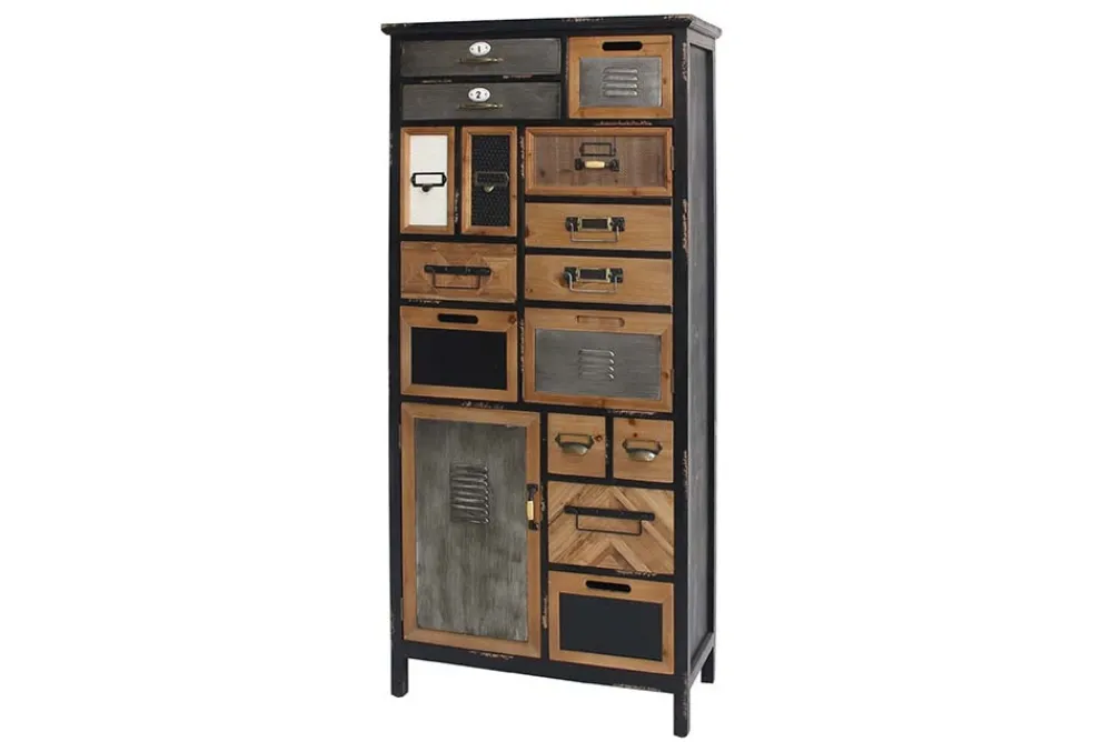Riess-Ambiente Mehr...|Massivholzschränke > Industrial Schubladenschrank SECRETS 150cm braun schwarz Metall Pinienholz Vintage