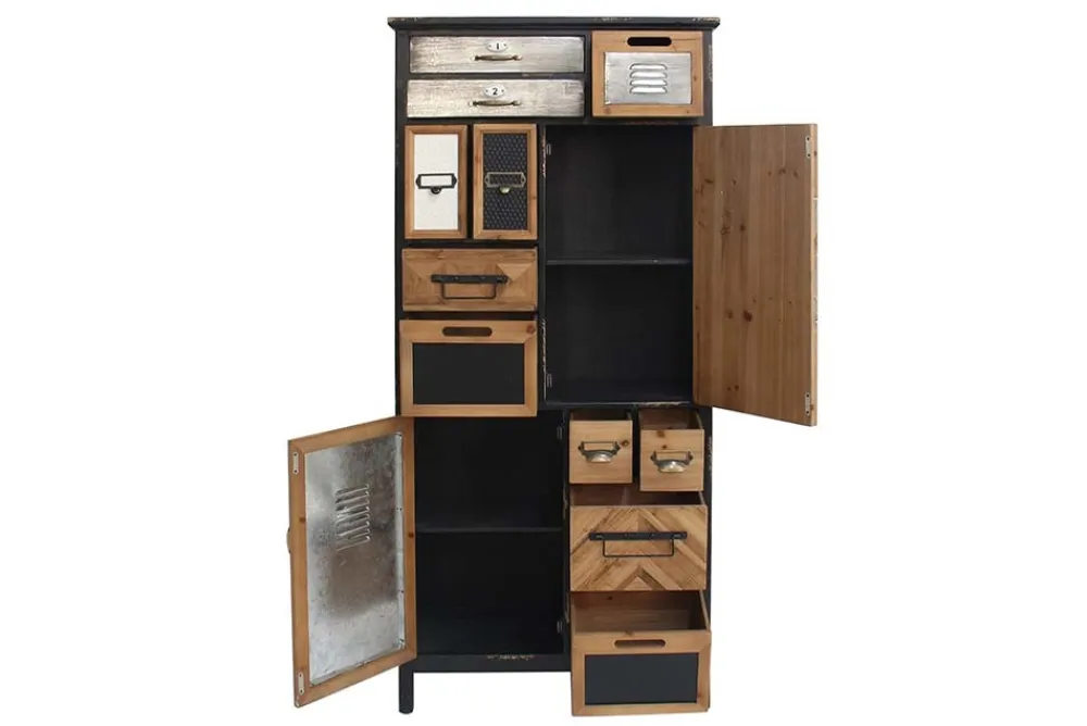 Riess-Ambiente Mehr...|Massivholzschränke > Industrial Schubladenschrank SECRETS 150cm braun schwarz Metall Pinienholz Vintage