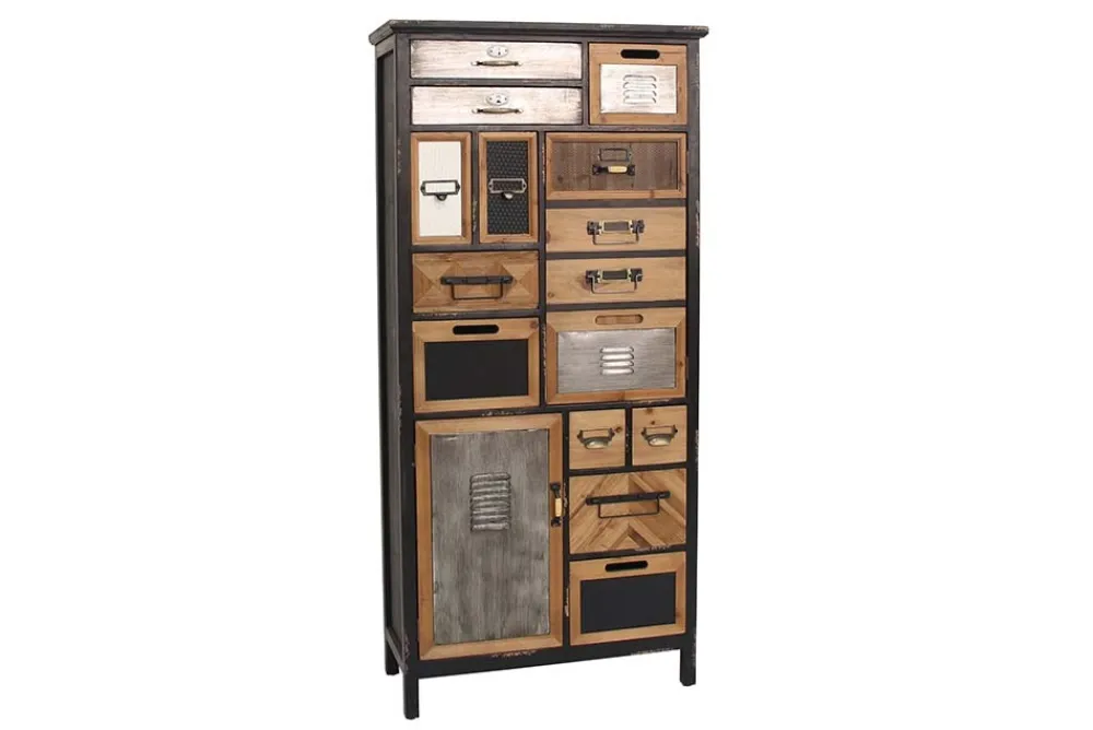 Riess-Ambiente Mehr...|Massivholzschränke > Industrial Schubladenschrank SECRETS 150cm braun schwarz Metall Pinienholz Vintage