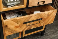 Riess-Ambiente Industrial Loft|Sideboards & Kommoden > Industrial Schubladenschrank SECRETS 95cm natur braun schwarz Metall Pinienholz Kommode