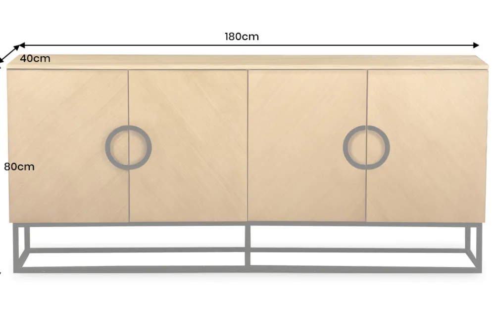 Riess-Ambiente Industrial Loft|Sideboards & Kommoden > Industrial Sideboard GRANDEZZA 180cm natur Eiche schwarz Metall viel Stauraum