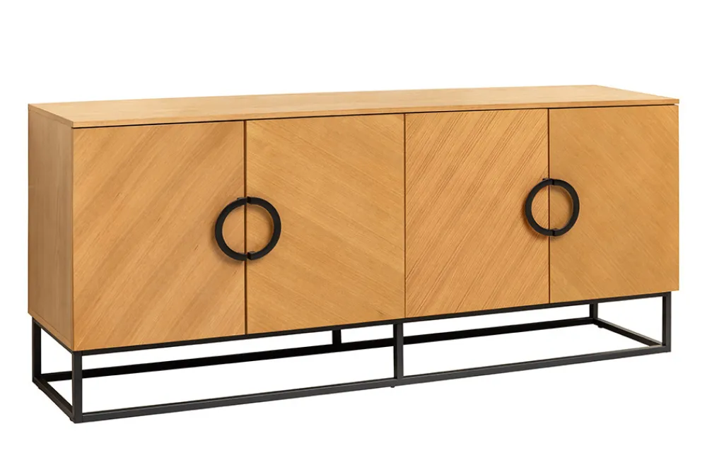 Riess-Ambiente Industrial Loft|Sideboards & Kommoden > Industrial Sideboard GRANDEZZA 180cm natur Eiche schwarz Metall viel Stauraum