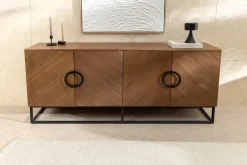 Riess-Ambiente Industrial Loft|Sideboards & Kommoden > Industrial Sideboard GRANDEZZA 180cm natur Walnuss schwarz Metall viel Stauraum