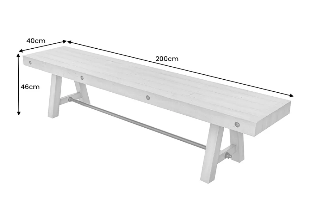 Riess-Ambiente Mehr...|Industrial Loft > Industrial Sitzbank FINCA 200cm grau Pinie recyceltes Massivholz Eisen
