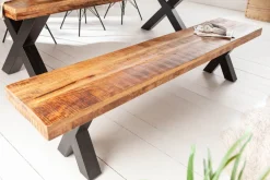 Riess-Ambiente Mehr...|Industrial Loft > Industrial Sitzbank IRON CRAFT 200cm Mangoholz mit schwarzen X-Beinen