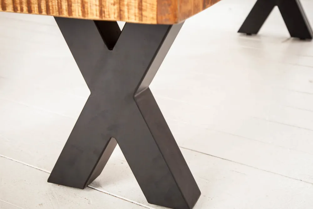 Riess-Ambiente Mehr...|Industrial Loft > Industrial Sitzbank IRON CRAFT 160cm Mangoholz mit schwarzen X-Beinen