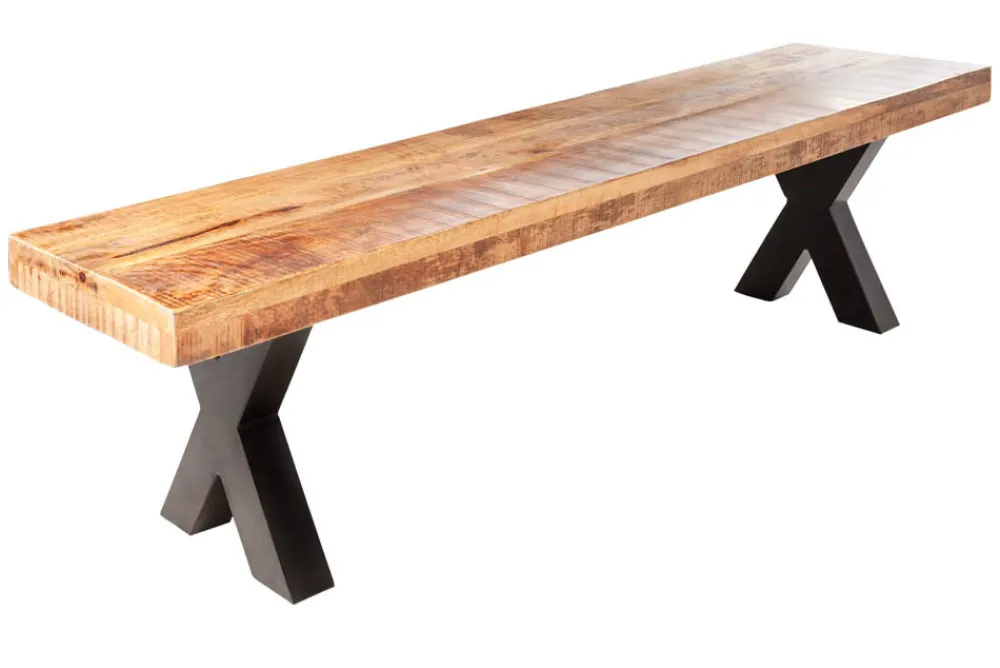Riess-Ambiente Mehr...|Industrial Loft > Industrial Sitzbank IRON CRAFT 160cm Mangoholz mit schwarzen X-Beinen